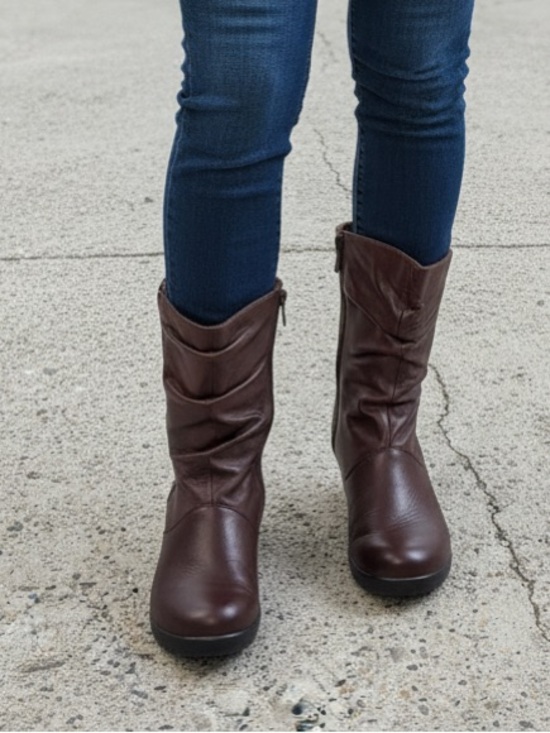 Alegria Shoes - Alegria Ivy-642 Mid-Calf Brown Leather Boots